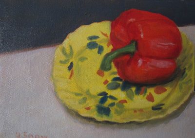 Red Pepper on Yellow Plate